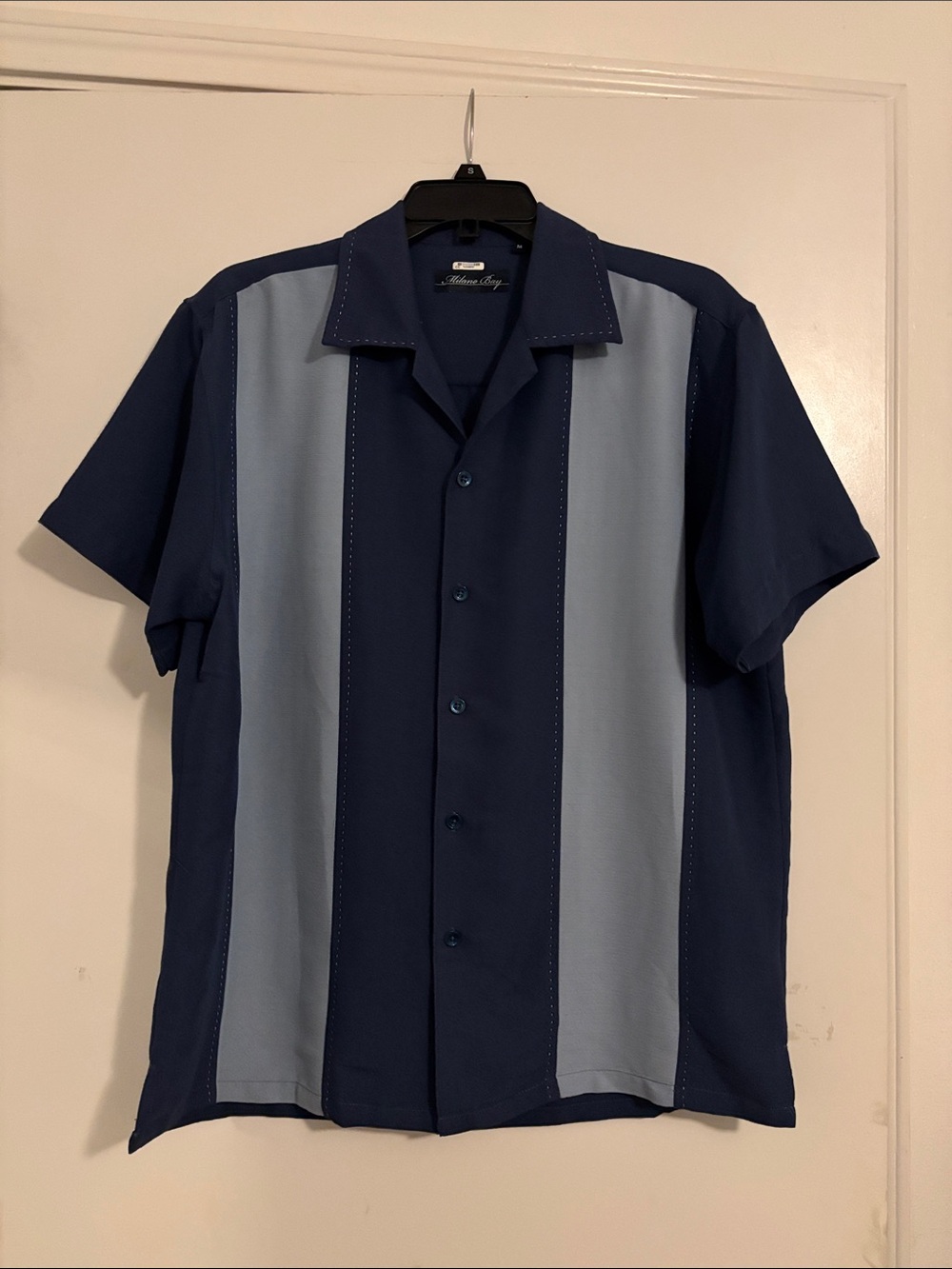 Bowling/Camp Shirt in Navy & Light Blue